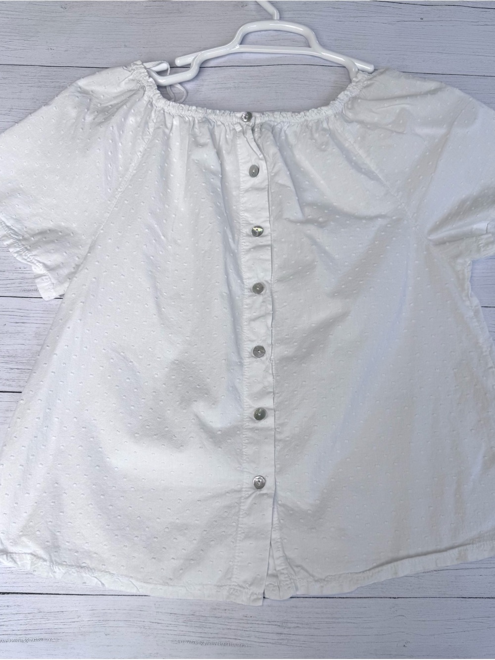 Terzo Millennio Made in Italy White Swiss Dot Cotton Peasant Blouse Medium - Picture 3 of 10